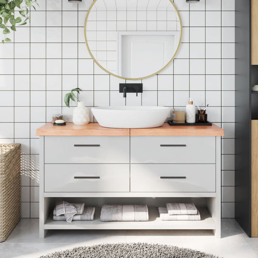 Berkfield Bathroom Countertop Light Brown 140x30x6 cm Treated Solid Wood