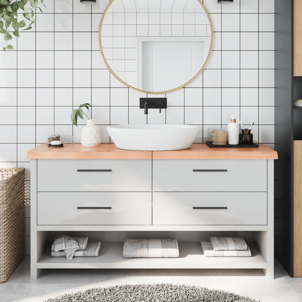 Berkfield Bathroom Countertop Light Brown 160x30x6 cm Treated Solid Wood