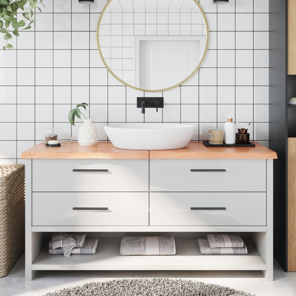 Berkfield Bathroom Countertop Light Brown 160x40x4 cm Treated Solid Wood