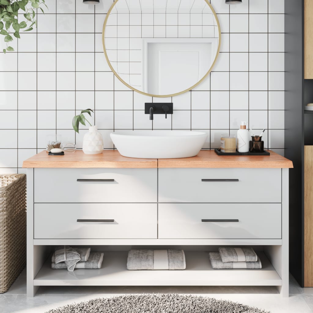Berkfield Bathroom Countertop Light Brown 160x50x4 cm Treated Solid Wood