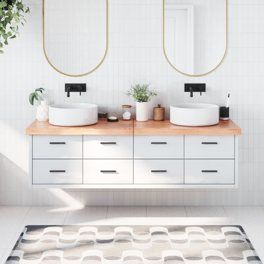 Berkfield Bathroom Countertop Light Brown 180x40x6 cm Treated Solid Wood
