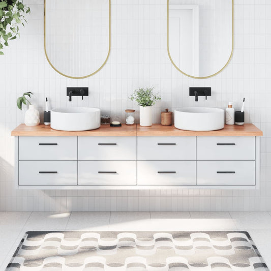 Berkfield Bathroom Countertop Light Brown 200x30x4 cm Treated Solid Wood