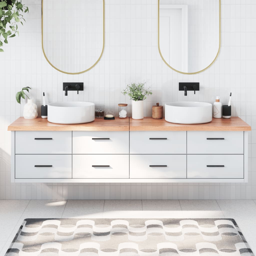 Berkfield Bathroom Countertop Light Brown 200x40x4 cm Treated Solid Wood