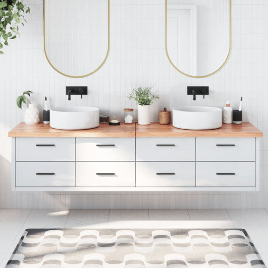 Berkfield Bathroom Countertop Light Brown 200x40x4 cm Treated Solid Wood