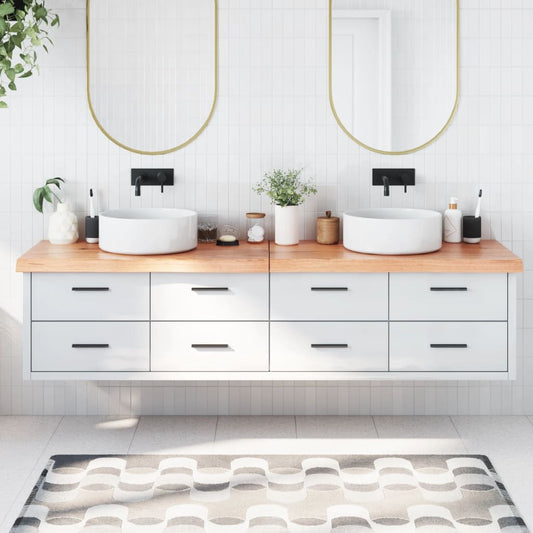 Berkfield Bathroom Countertop Light Brown 200x50x6 cm Treated Solid Wood