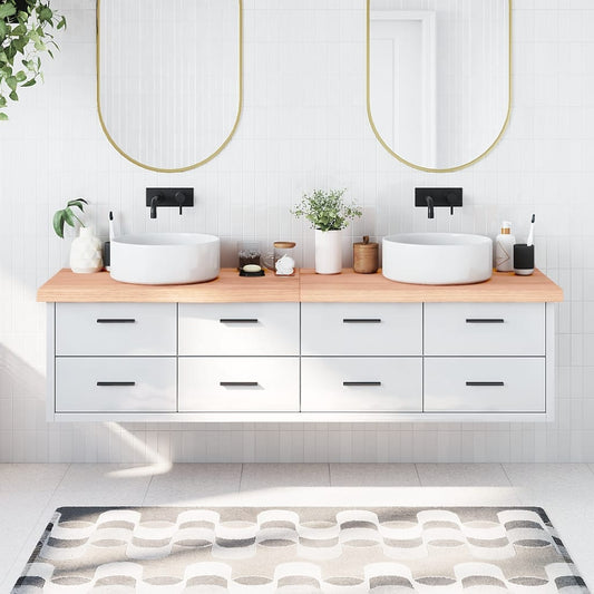 Berkfield Bathroom Countertop Light Brown 200x60x6 cm Treated Solid Wood