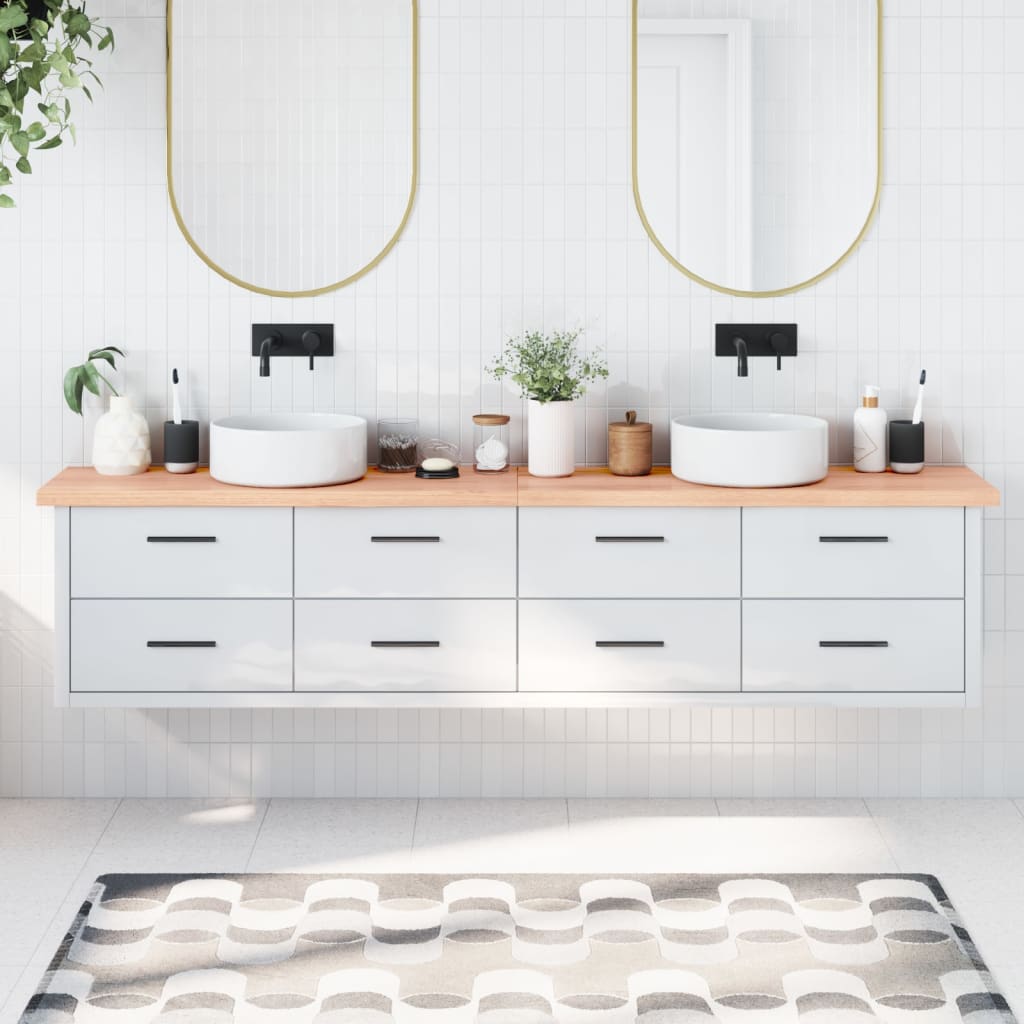 Berkfield Bathroom Countertop Light Brown 220x30x4 cm Treated Solid Wood