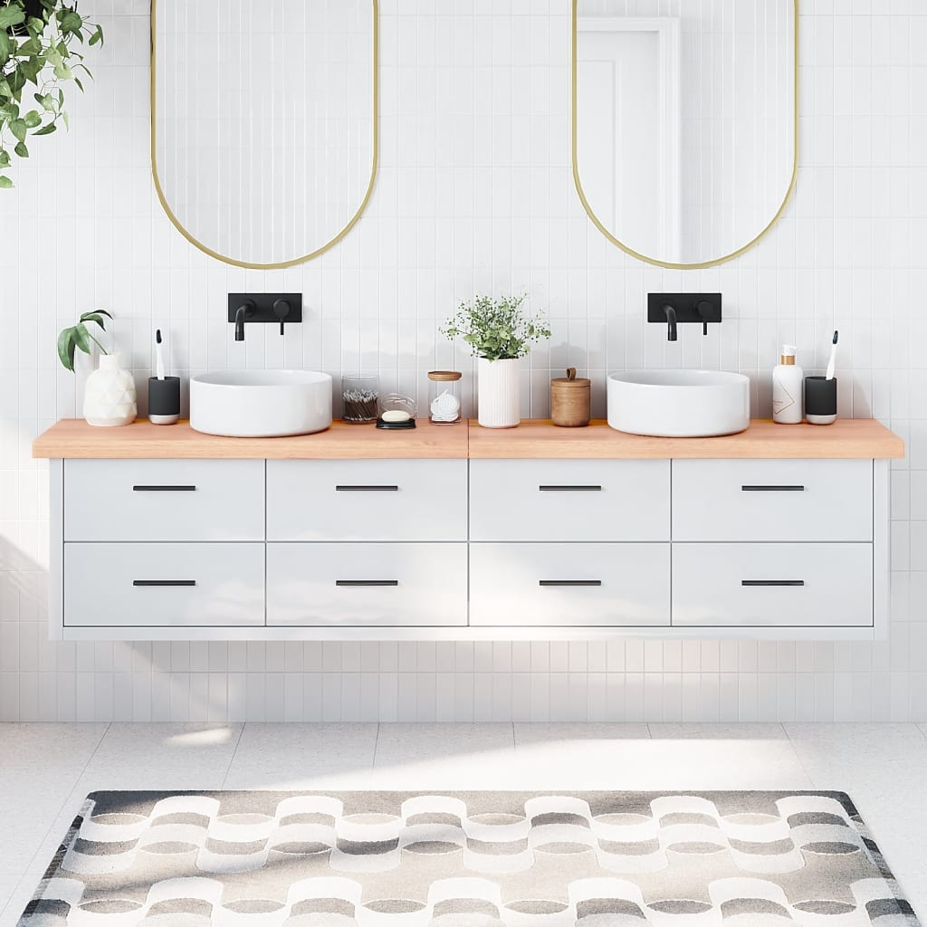Berkfield Bathroom Countertop Light Brown 220x30x6 cm Treated Solid Wood
