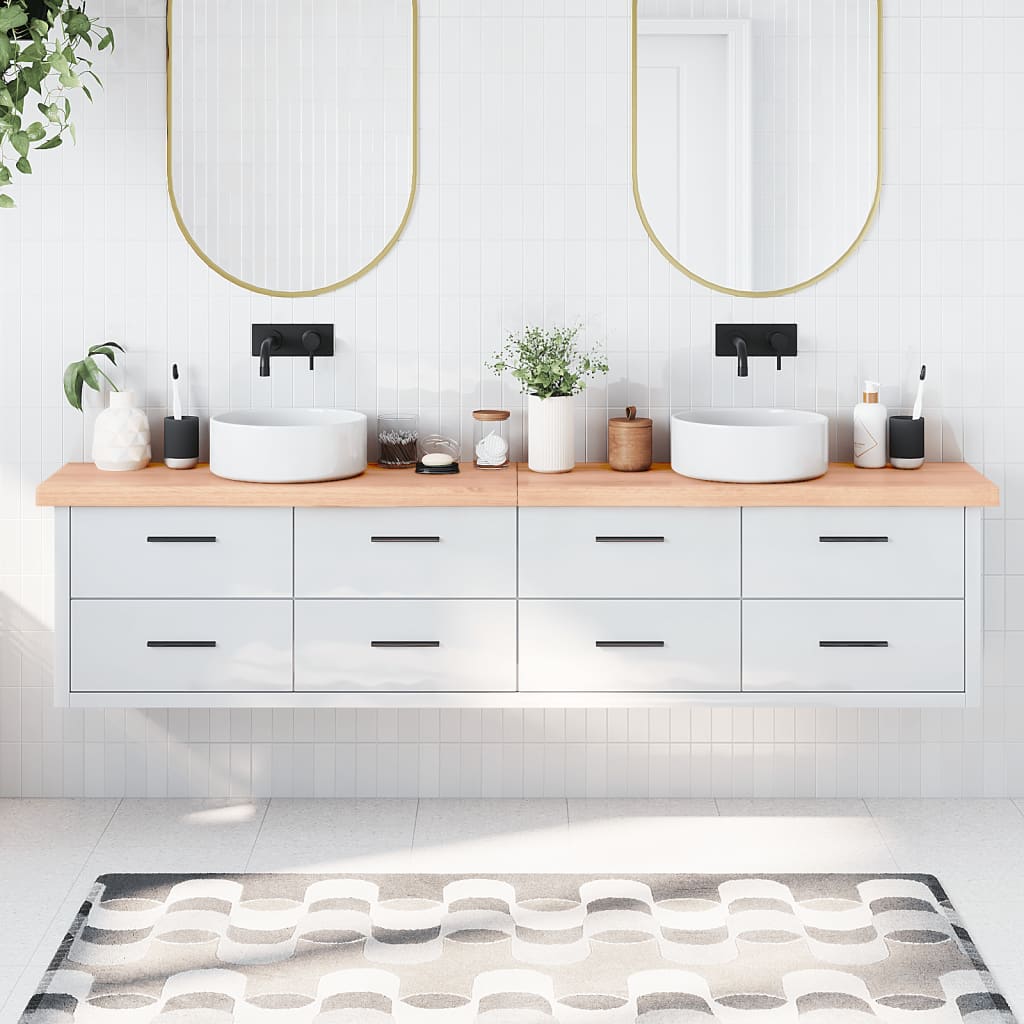 Berkfield Bathroom Countertop Light Brown 220x40x6 cm Treated Solid Wood