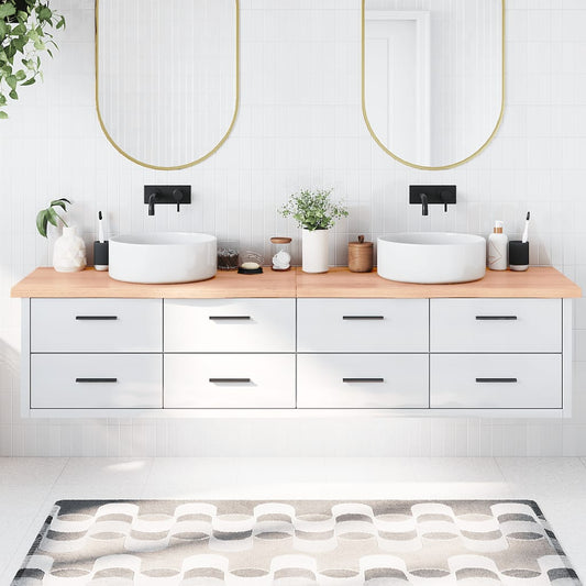 Berkfield Bathroom Countertop Light Brown 220x50x4 cm Treated Solid Wood