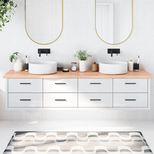 Berkfield Bathroom Countertop Light Brown 220x60x4 cm Treated Solid Wood