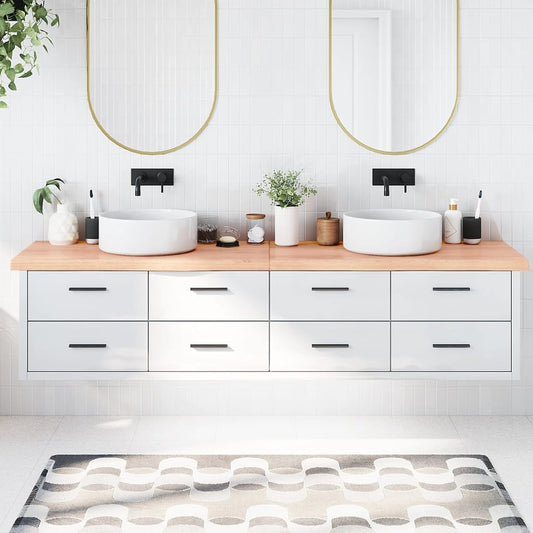 Berkfield Bathroom Countertop Light Brown 220x60x6 cm Treated Solid Wood