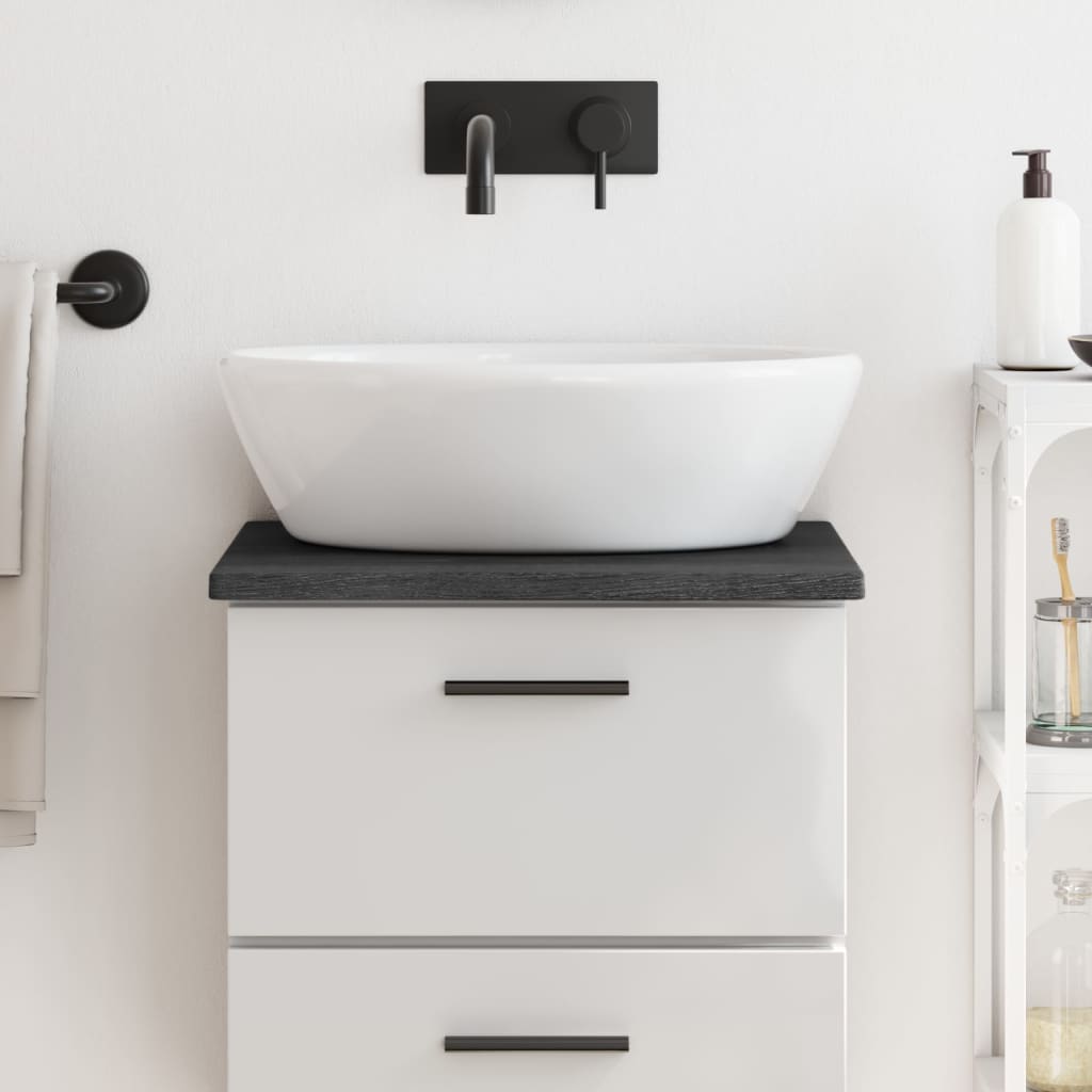 Berkfield Bathroom Countertop Dark Grey 40x40x2 cm Treated Solid Wood