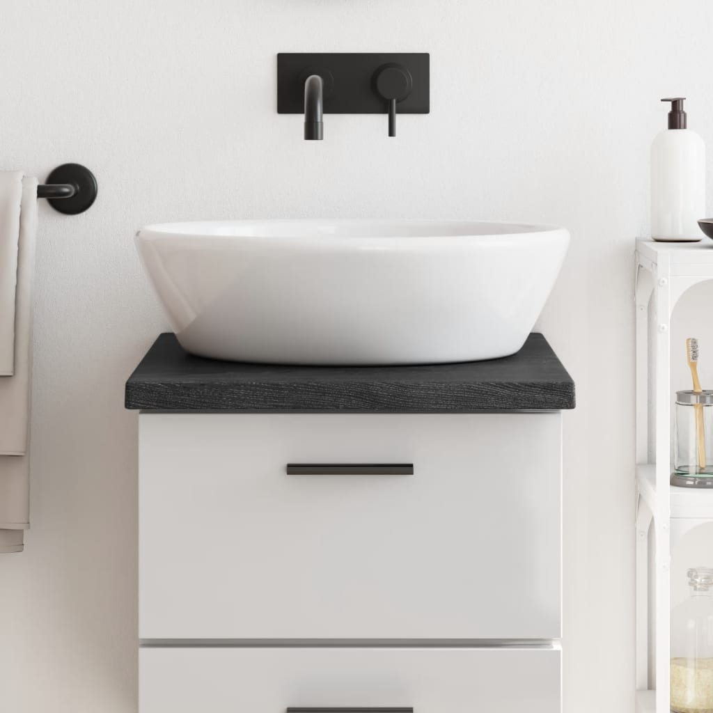 Berkfield Bathroom Countertop Dark Grey 40x50x4 cm Treated Solid Wood