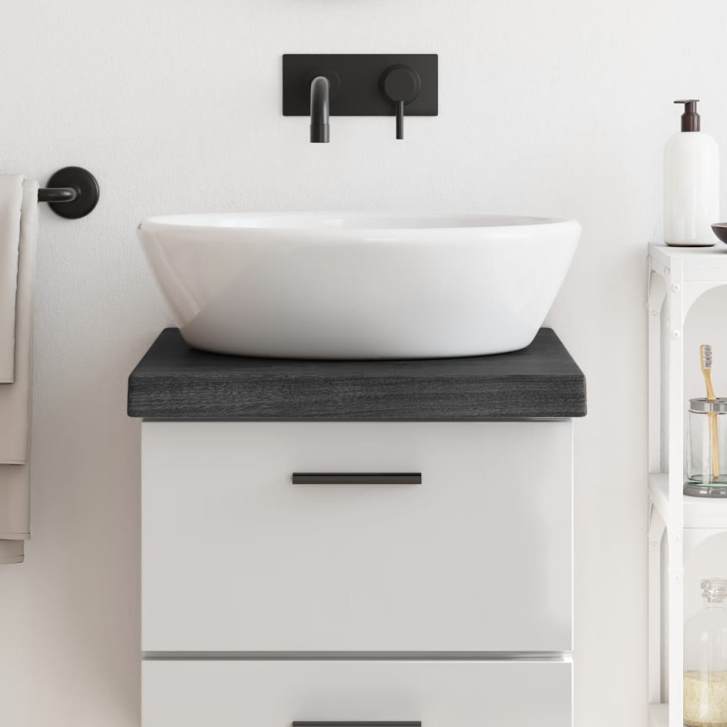 Berkfield Bathroom Countertop Dark Grey 40x60x6 cm Treated Solid Wood