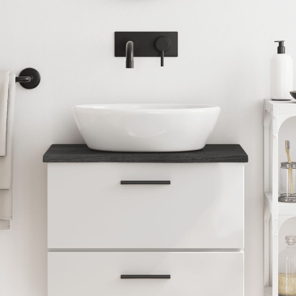 Berkfield Bathroom Countertop Dark Grey 60x30x2 cm Treated Solid Wood