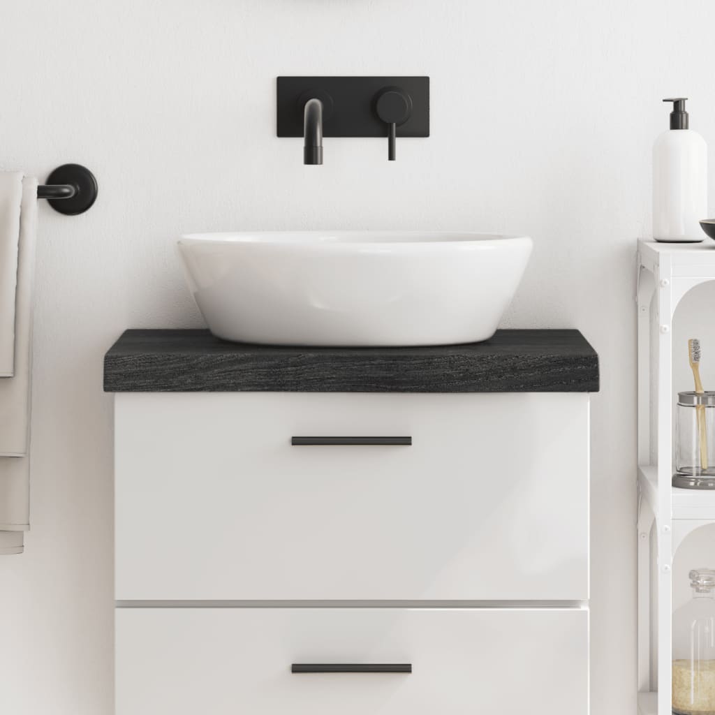 Berkfield Bathroom Countertop Dark Grey 60x30x6 cm Treated Solid Wood