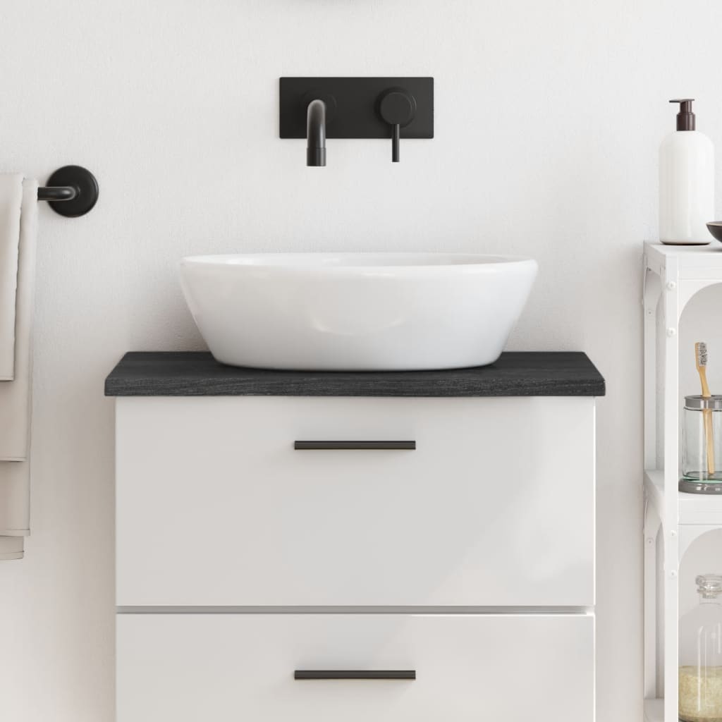 Berkfield Bathroom Countertop Dark Grey 60x40x2 cm Treated Solid Wood