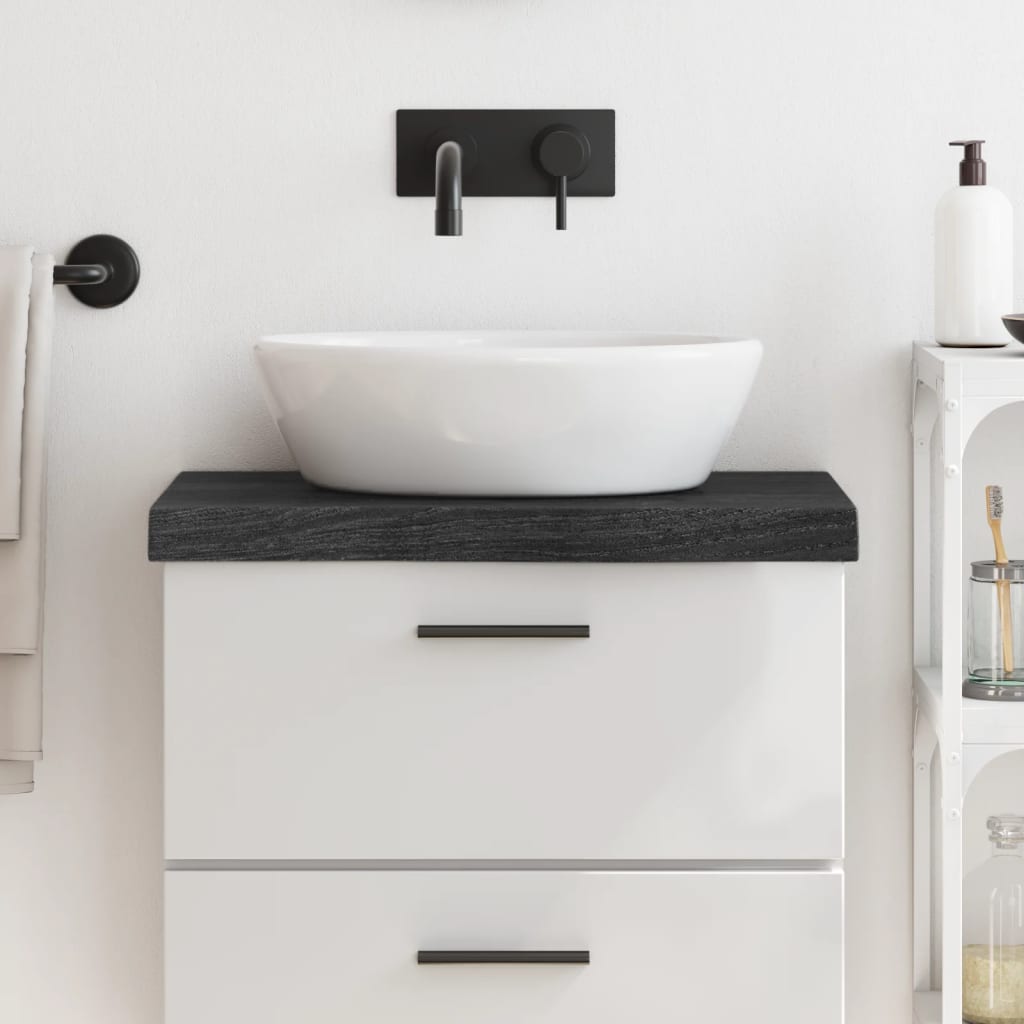 Berkfield Bathroom Countertop Dark Grey 60x40x6 cm Treated Solid Wood
