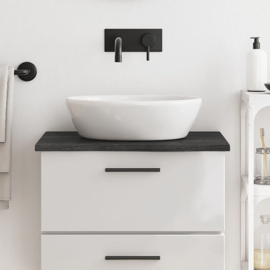 Berkfield Bathroom Countertop Dark Grey 60x50x2 cm Treated Solid Wood