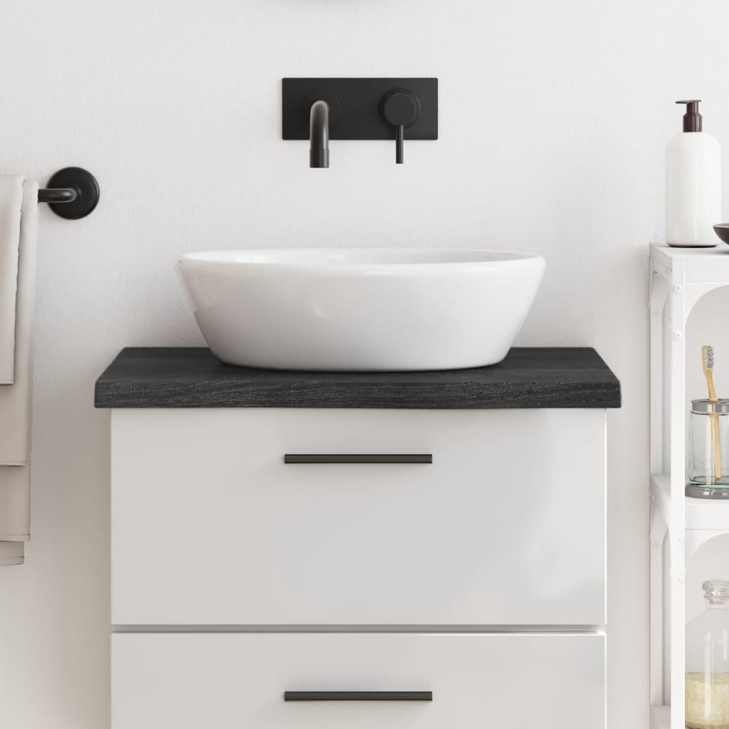 Berkfield Bathroom Countertop Dark Grey 60x60x4 cm Treated Solid Wood