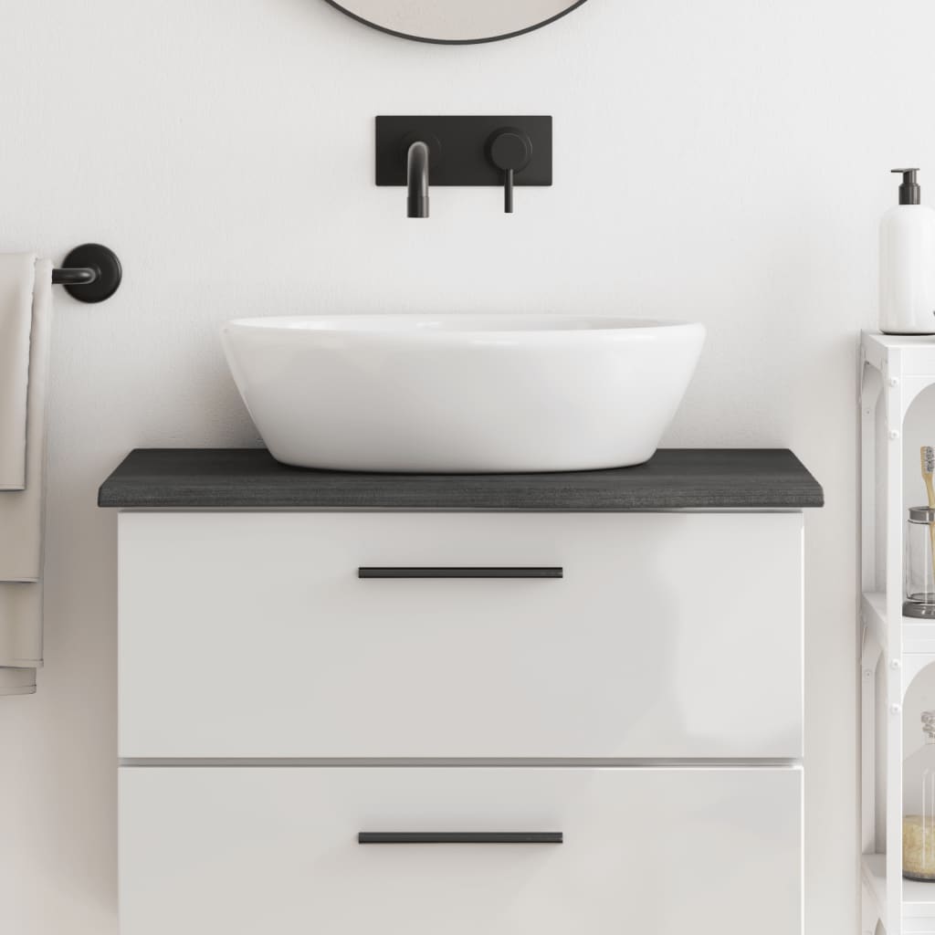 Berkfield Bathroom Countertop Dark Grey 80x30x2 cm Treated Solid Wood