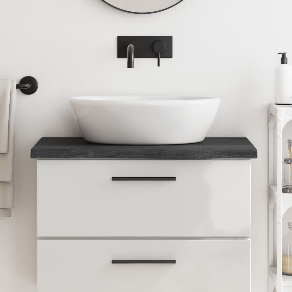 Berkfield Bathroom Countertop Dark Grey 80x40x4 cm Treated Solid Wood