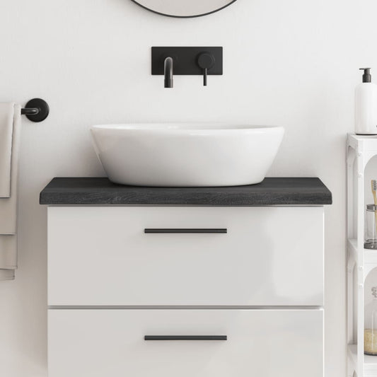 Berkfield Bathroom Countertop Dark Grey 80x40x4 cm Treated Solid Wood