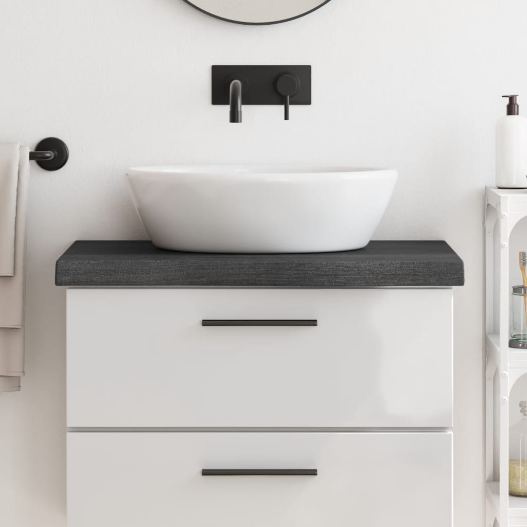 Berkfield Bathroom Countertop Dark Grey 80x40x6 cm Treated Solid Wood
