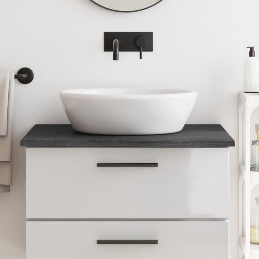 Berkfield Bathroom Countertop Dark Grey 80x50x2 cm Treated Solid Wood