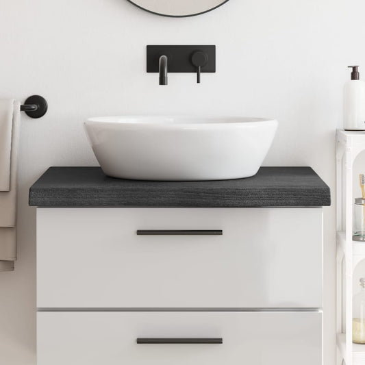 Berkfield Bathroom Countertop Dark Grey 80x60x6 cm Treated Solid Wood