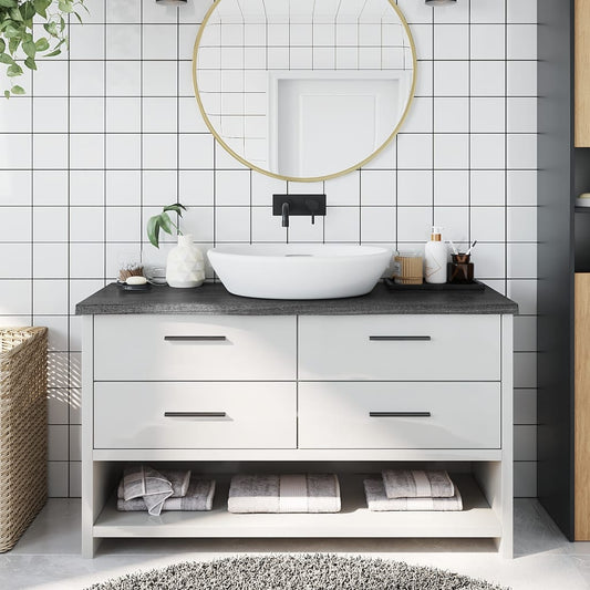 Berkfield Bathroom Countertop Dark Grey 100x30x4 cm Treated Solid Wood