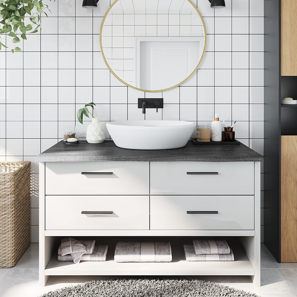 Berkfield Bathroom Countertop Dark Grey 100x50x4 cm Treated Solid Wood