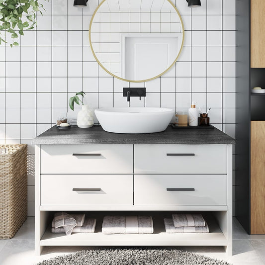 Berkfield Bathroom Countertop Dark Grey 100x50x4 cm Treated Solid Wood