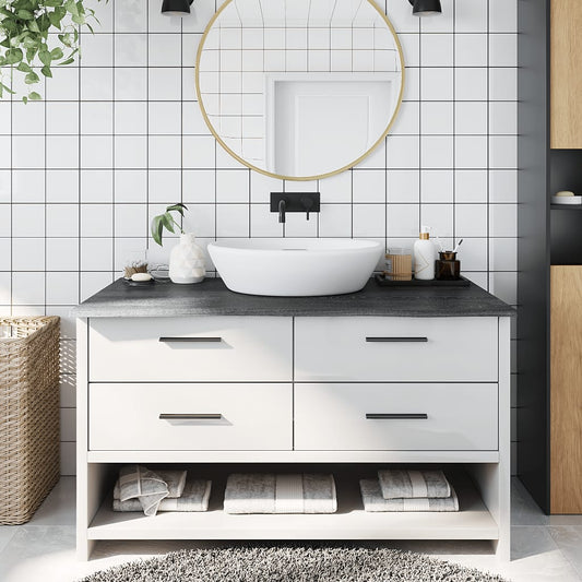 Berkfield Bathroom Countertop Dark Grey 100x60x2 cm Treated Solid Wood