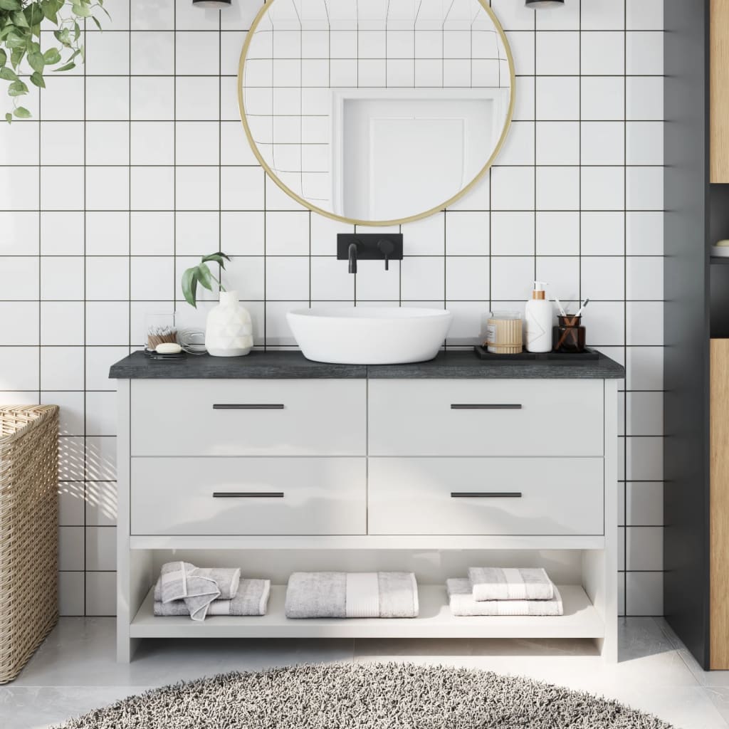 Berkfield Bathroom Countertop Dark Grey 120x30x4 cm Treated Solid Wood