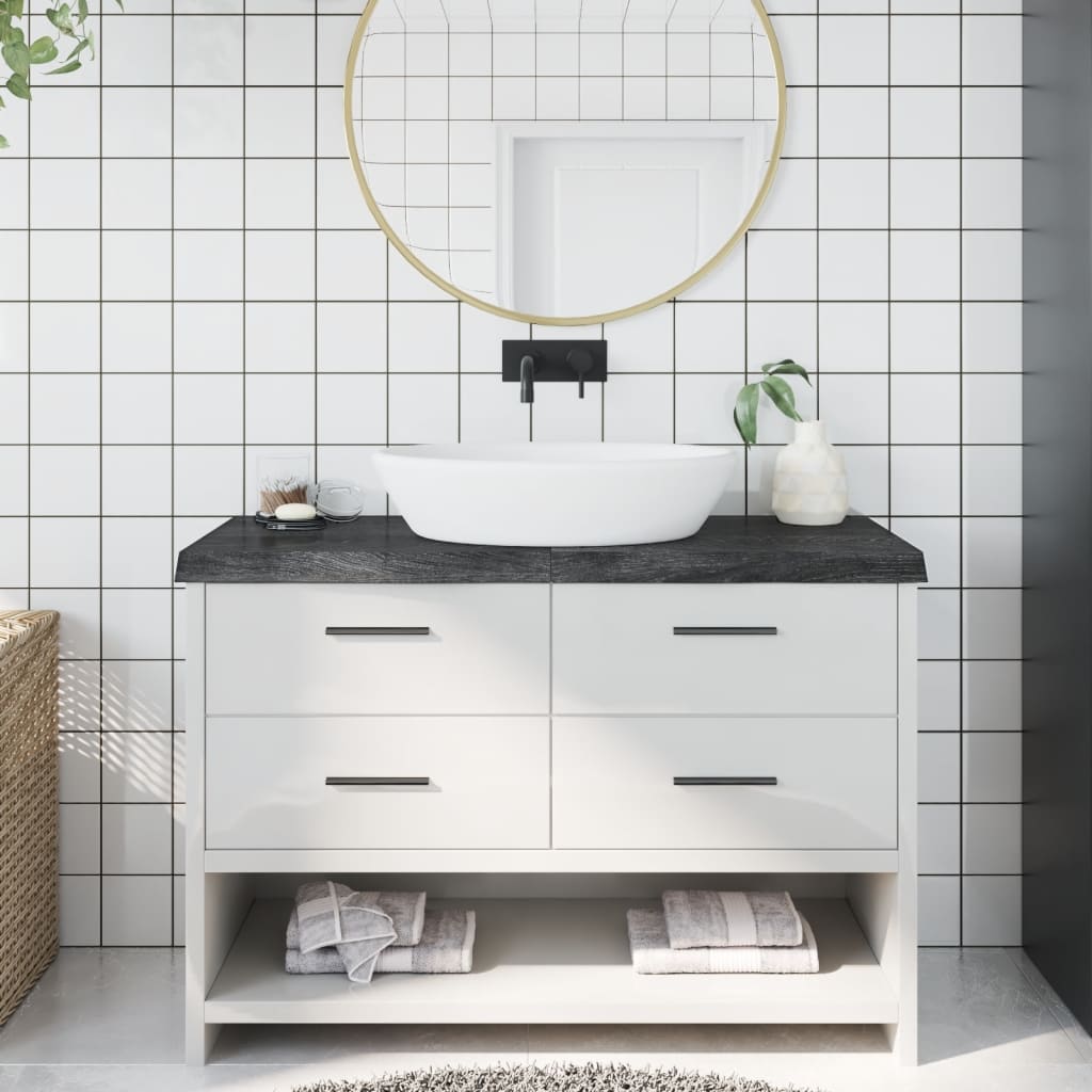 Berkfield Bathroom Countertop Dark Grey 120x50x6 cm Treated Solid Wood
