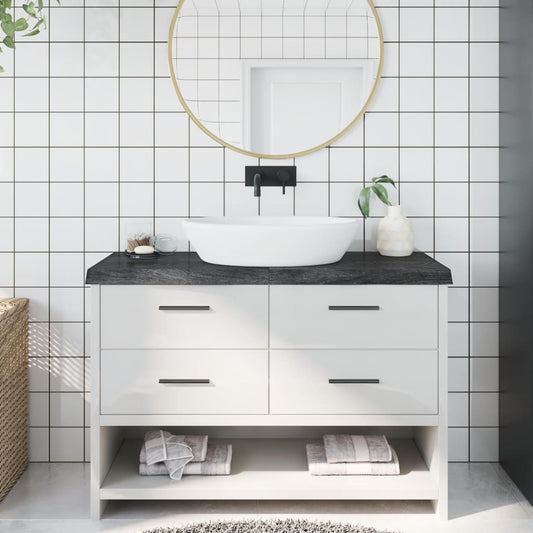 Berkfield Bathroom Countertop Dark Grey 120x50x6 cm Treated Solid Wood