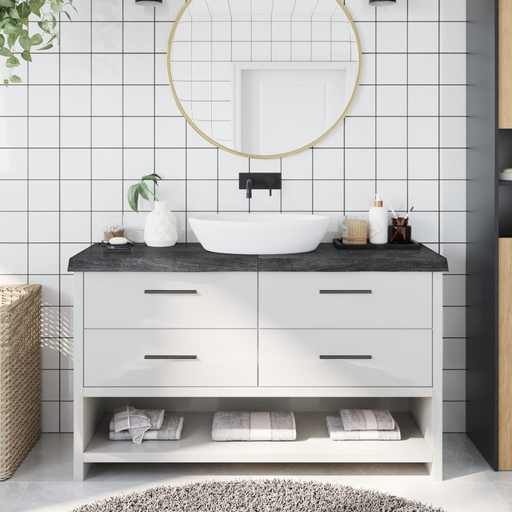 Berkfield Bathroom Countertop Dark Grey 140x40x6 cm Treated Solid Wood