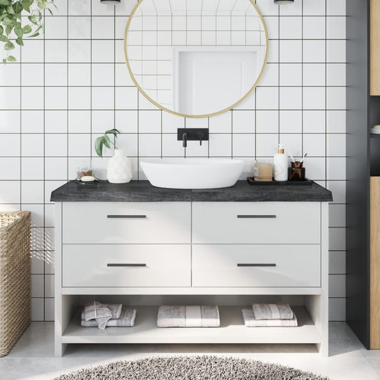 Berkfield Bathroom Countertop Dark Grey 140x40x6 cm Treated Solid Wood