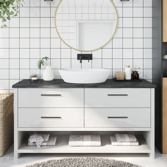 Berkfield Bathroom Countertop Dark Grey 160x50x4 cm Treated Solid Wood