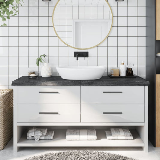 Berkfield Bathroom Countertop Dark Grey 160x50x6 cm Treated Solid Wood