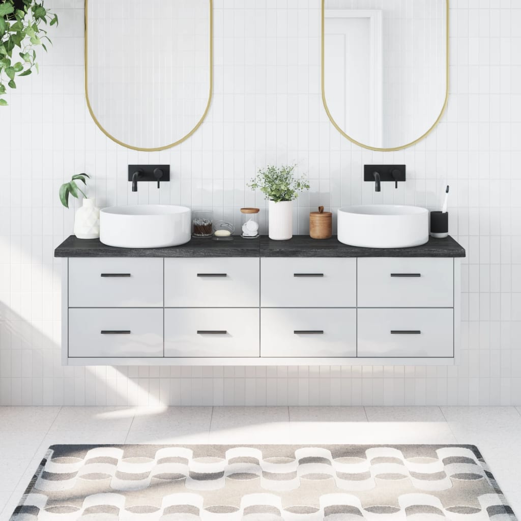 Berkfield Bathroom Countertop Dark Grey 180x40x4 cm Treated Solid Wood