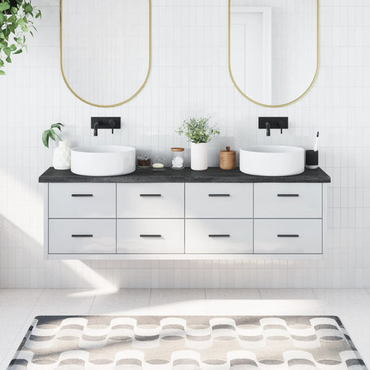 Berkfield Bathroom Countertop Dark Grey 180x40x4 cm Treated Solid Wood