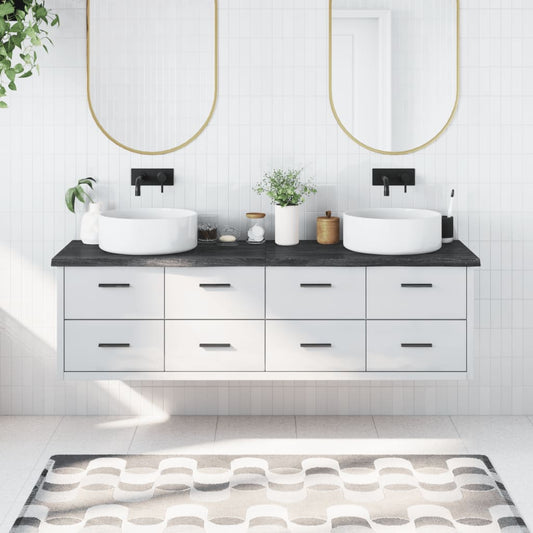 Berkfield Bathroom Countertop Dark Grey 180x50x4 cm Treated Solid Wood