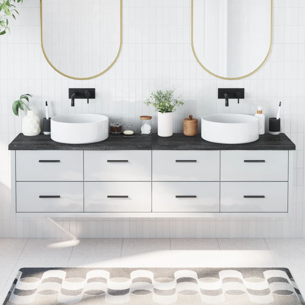 Berkfield Bathroom Countertop Dark Grey 200x30x4 cm Treated Solid Wood
