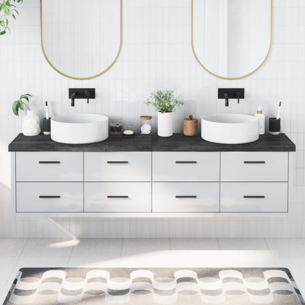 Berkfield Bathroom Countertop Dark Grey 200x30x6 cm Treated Solid Wood