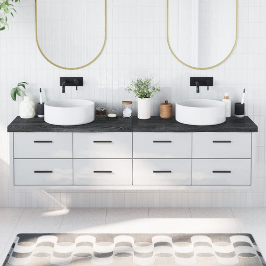 Berkfield Bathroom Countertop Dark Grey 200x30x6 cm Treated Solid Wood