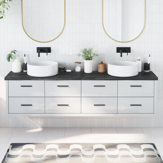 Berkfield Bathroom Countertop Dark Grey 200x40x4 cm Treated Solid Wood