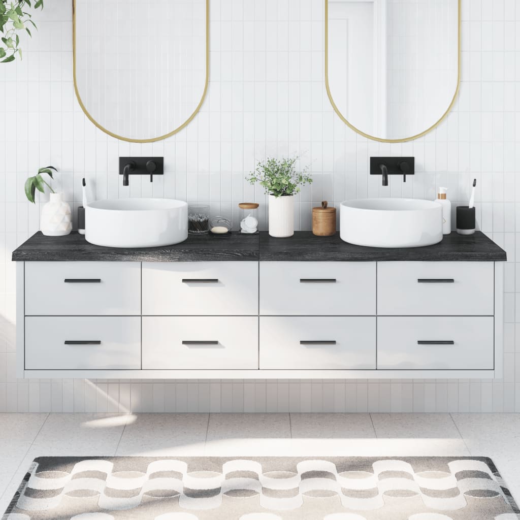 Berkfield Bathroom Countertop Dark Grey 200x60x4 cm Treated Solid Wood